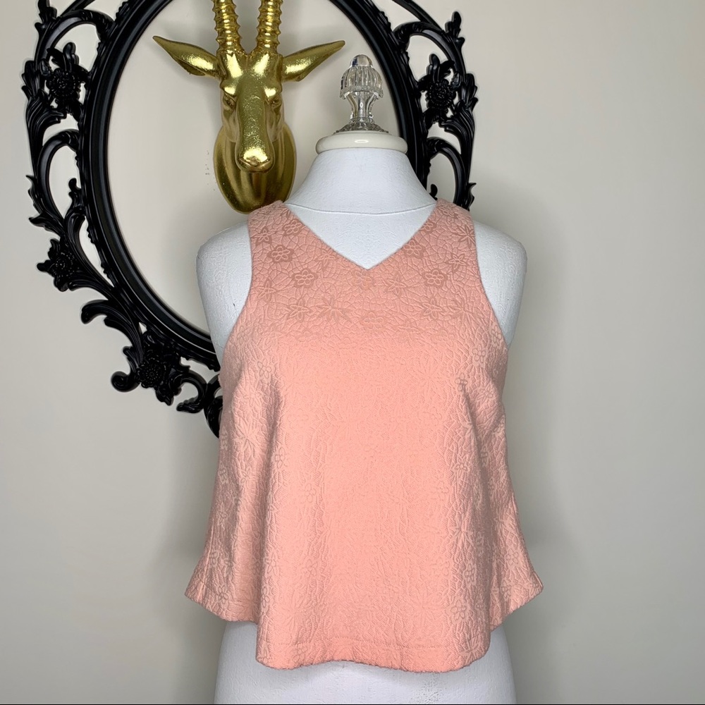 Others Follow Coral Brocade Tank Top